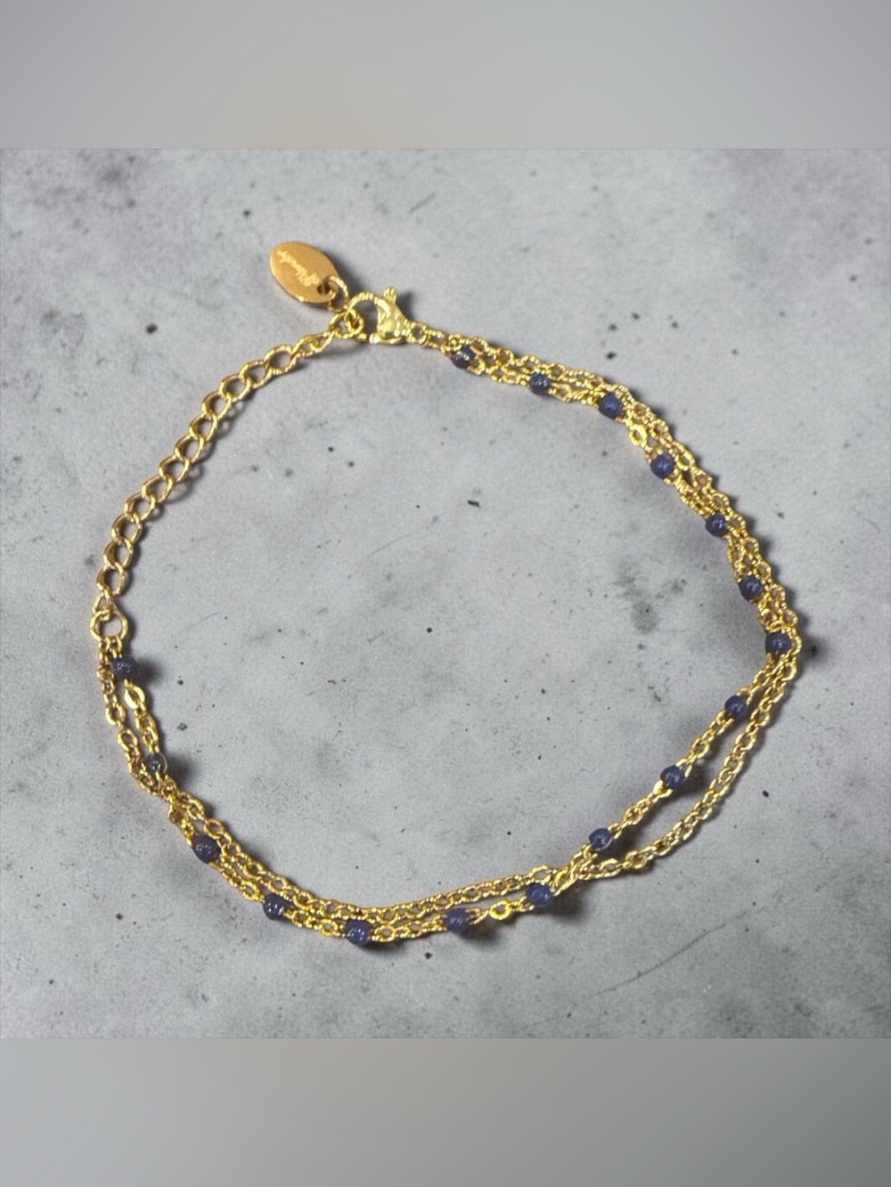 Plunder Gold-Tone Layered Bracelet with Blue Beads